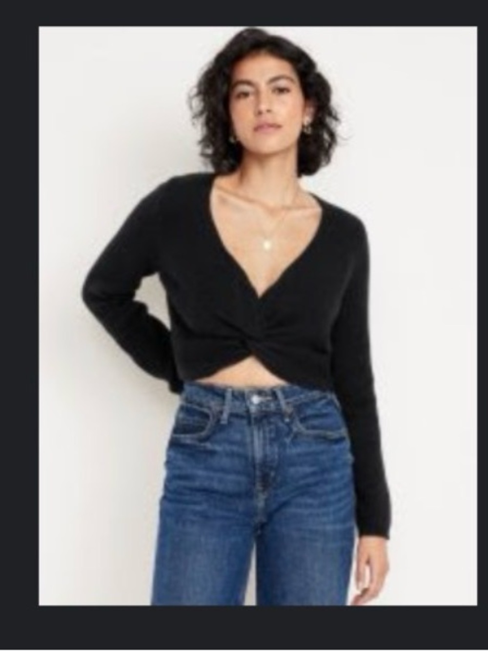 Old Navy Black SoSoft Twist-Front Sweater